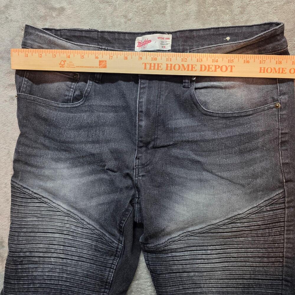 Brooklyn Cloth Wythe Ave Denim Shorts Mens 38 Gray Moto Biker Skinny Fit Ribbed - Picture 4 of 9